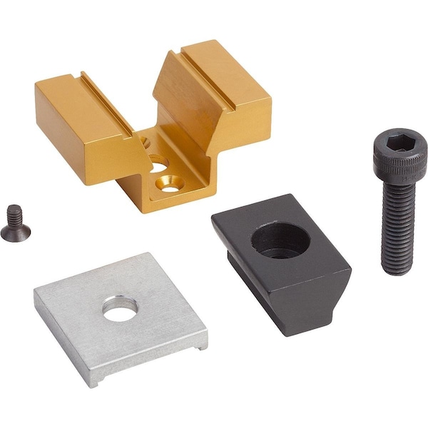 Wedge Clamp With Machining Allowance D=M04, L=15, 7, Aluminum Anodized, Comp:Mild Steel Black Oxide